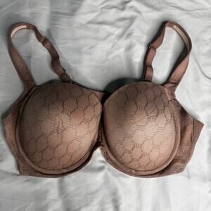 Soma Women's sz 38D Stunning Support Geo Lace Full Coverage Bra Brown/Dark Beige